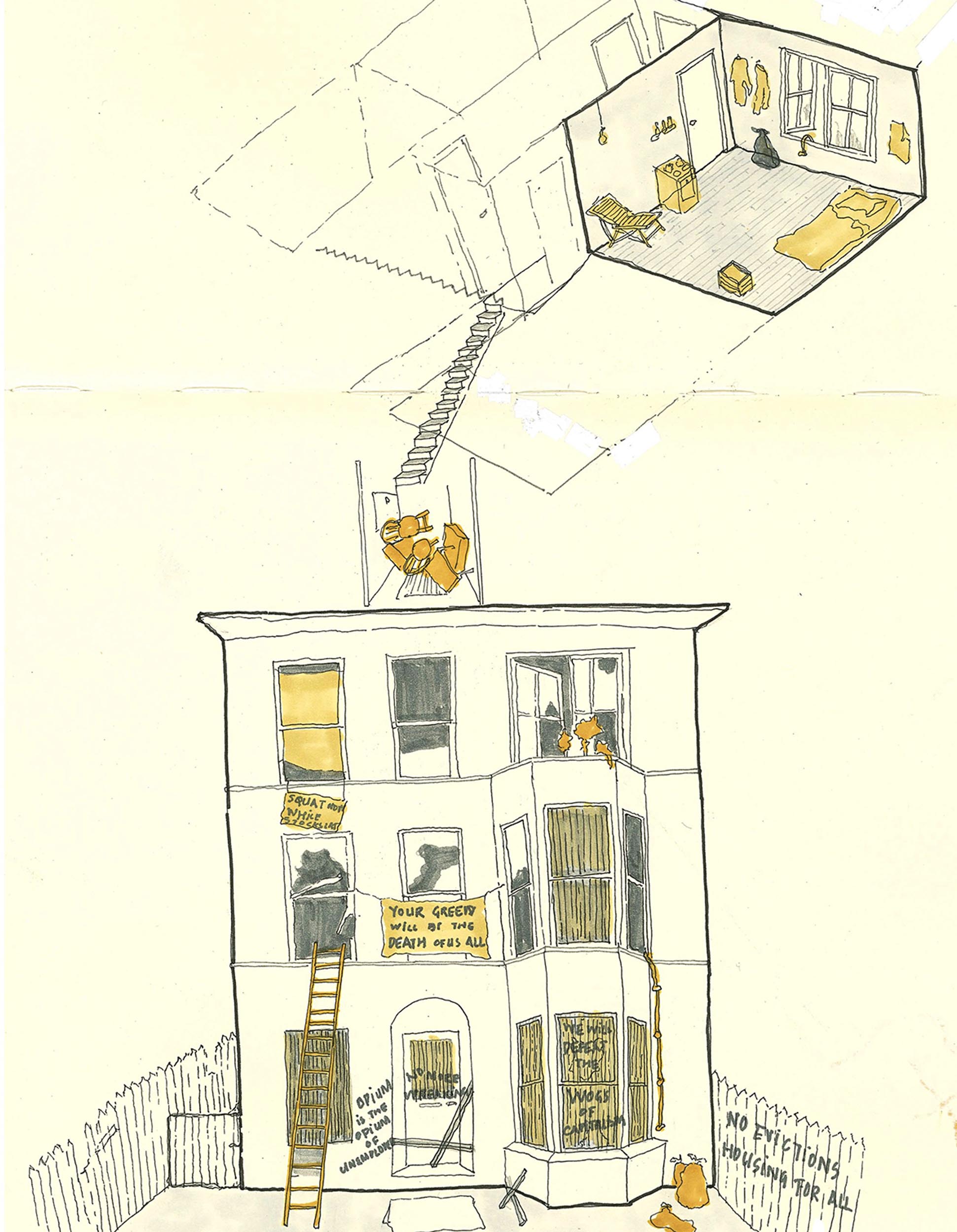 My Beautiful Launderette - Concept sketch for Johnny's squats